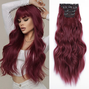 Extensii Clip On Sintetic (super volum) Burgundy, 200 g